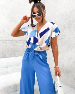 Royalfashion Długi kombinezon damski z printem