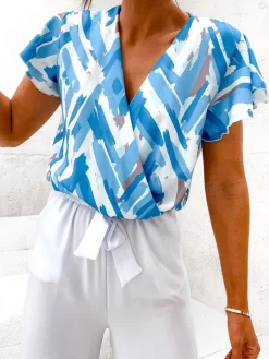 Royalfashion Długi kombinezon damski z printem