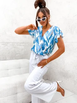 Royalfashion Długi kombinezon damski z printem