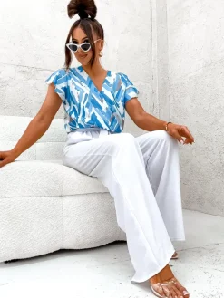 Royalfashion Długi kombinezon damski z printem