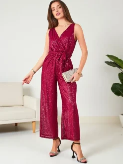 Royalfashion Długi kombinezon damski z cekinami