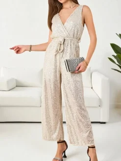 Royalfashion Długi kombinezon damski z cekinami