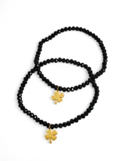 Royalfashion Dwie Bransoletki damskie z zawieszką koniczynki