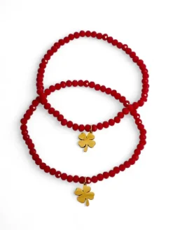 Royalfashion Dwie Bransoletki damskie z zawieszką koniczynki