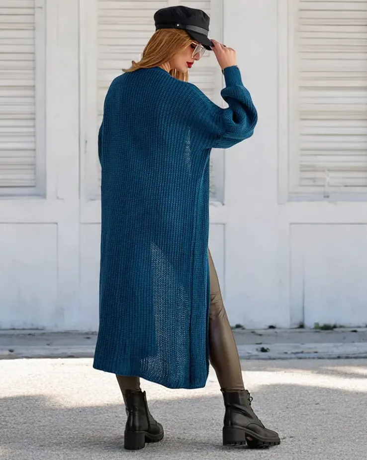 Royalfashion Dzianinowy damski sweter typu narzutka