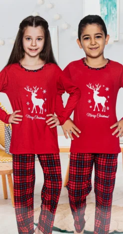 Royalfashion Dziecięca czerwona piżama świąteczna