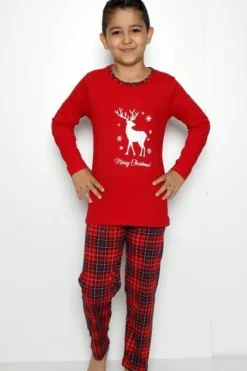 Royalfashion Dziecięca czerwona piżama świąteczna