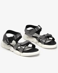 Royalfashion Dziecięce błyszczące sandały w kolorze grafitowym Leepe