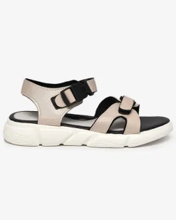 Royalfashion Dziecięce błyszczące sandały w kolorze beżowym Leepe