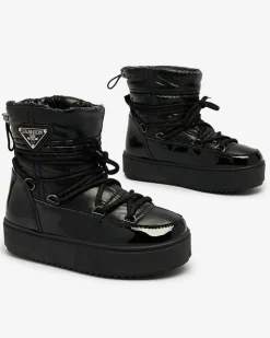 Royalfashion Dziecięce wsuwane buty a'la śniegowce w kolorze czarnym Asifa