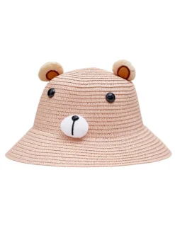 Royalfashion Dziecięcy Kapelusz Słomkowy Miś