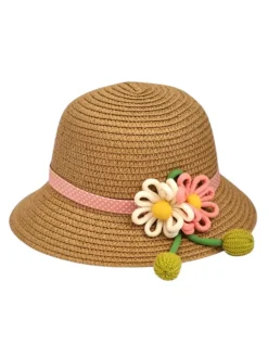 Royalfashion Dziecięcy Kapelusz słomiany z kwiatuszkami Daisy Rose