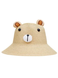 Royalfashion Dziecięcy Kapelusz Słomkowy Miś