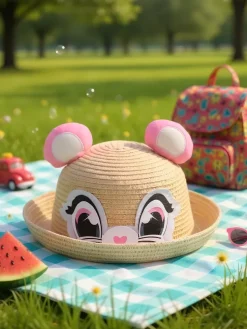 Royalfashion Dziecięcy Kapelusz Słomkowy Bear Eyes Straw Hat
