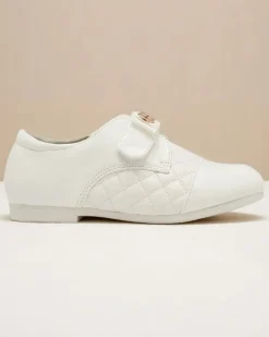 Royalfashion Dziewczęce białe pikowane półbuty z eko skóry Mawert