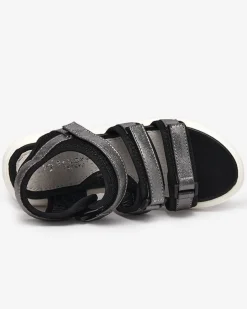 Royalfashion Dziewczęce sandałki zapinane na rzepy w kolorze grafitowym Mumin