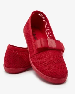 Royalfashion Dziewczęce tenisówki z kokardką w czerwonym kolorze Lolisa