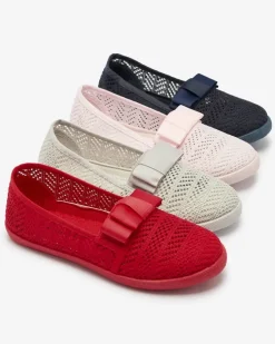 Royalfashion Dziewczęce tenisówki z kokardką w czerwonym kolorze Lolisa