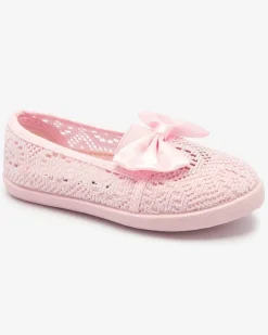 Royalfashion Dziewczęce tenisówki z kokardką w jasnoróżowym kolorze Lolisa