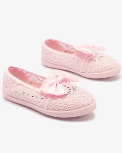 Royalfashion Dziewczęce tenisówki z kokardką w jasnoróżowym kolorze Lolisa