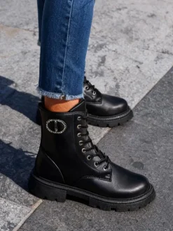 Royalfashion Eko skórzane damskie botki Enoll