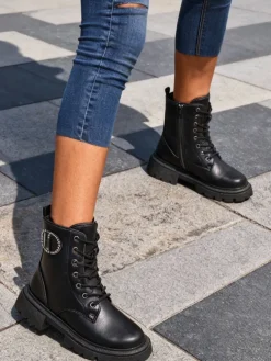 Royalfashion Eko skórzane damskie botki Enoll