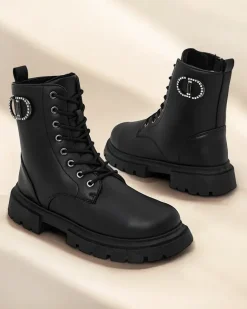 Royalfashion Eko skórzane damskie botki Enoll