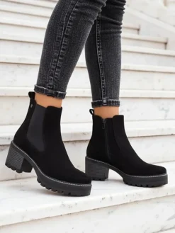 Royalfashion Eko-zamszowe damskie botki na słupku Segori