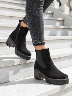 Royalfashion Eko-zamszowe damskie botki na słupku Segori