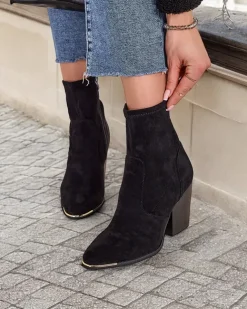 Royalfashion Eko-zamszowe damskie botki na słupku Gris