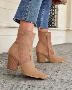 Royalfashion Eko-zamszowe damskie botki na słupku Gris