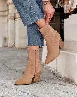 Royalfashion Eko-zamszowe damskie botki na słupku Gris