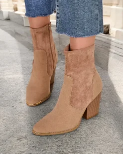 Royalfashion Eko-zamszowe damskie botki na słupku Gris