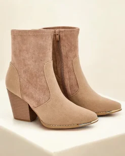 Royalfashion Eko-zamszowe damskie botki na słupku Gris