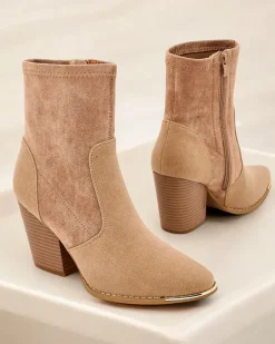 Royalfashion Eko-zamszowe damskie botki na słupku Gris