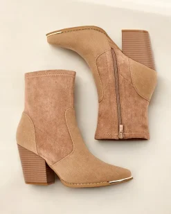 Royalfashion Eko-zamszowe damskie botki na słupku Gris