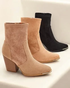 Royalfashion Eko-zamszowe damskie botki na słupku Gris