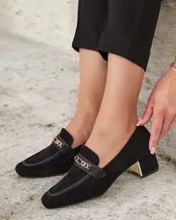 Royalfashion Eleganckie mokasyny damskie na niskim słupku Oflem