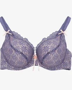 Royalfashion Fioletowo-różowy koronkowy biustonosz damski