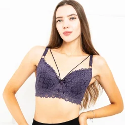 Royalfashion Fioletowy damski biustonosz koronkowy