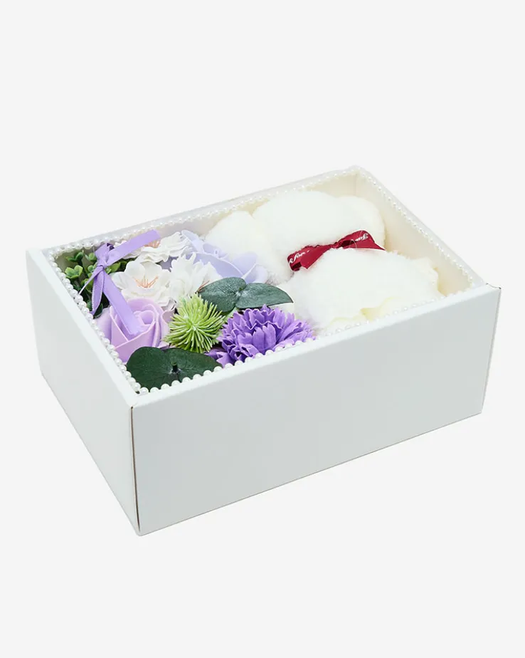 Royalfashion Flowerbox Kwiaty w pudełku z misiem