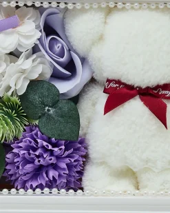 Royalfashion Flowerbox Kwiaty w pudełku z misiem