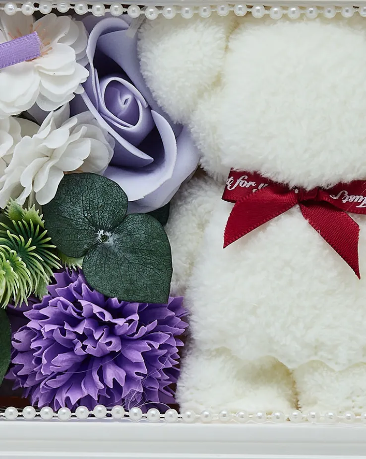 Royalfashion Flowerbox Kwiaty w pudełku z misiem