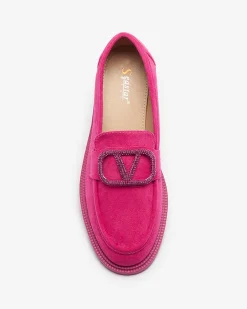 Royalfashion Fuksjowe mokasyny damskie z ozdobą Fogras