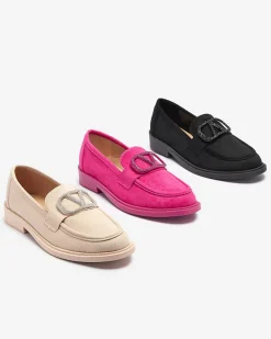 Royalfashion Fuksjowe mokasyny damskie z ozdobą Fogras