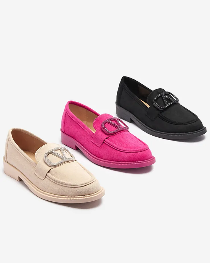 Royalfashion Fuksjowe mokasyny damskie z ozdobą Fogras