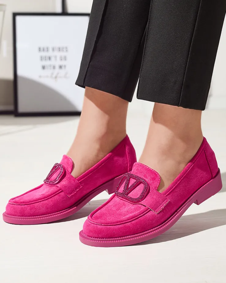 Royalfashion Fuksjowe mokasyny damskie z ozdobą Fogras