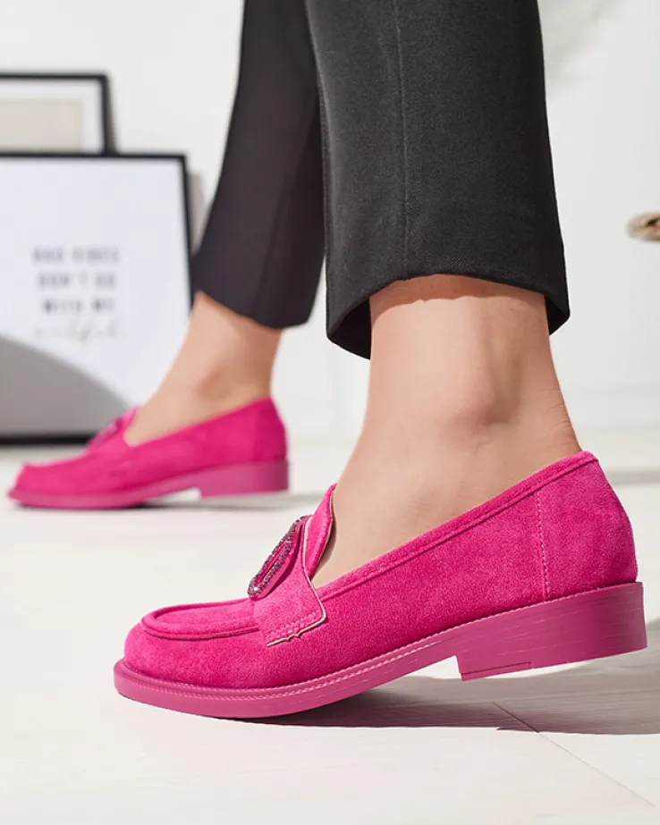 Royalfashion Fuksjowe mokasyny damskie z ozdobą Fogras