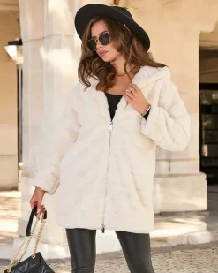 Royalfashion Futrzany damski płaszcz