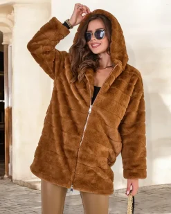 Royalfashion Futrzany damski płaszcz